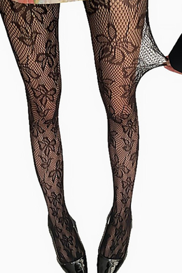 Floral Print Fishnet Stockings