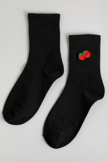 Strawberry Embroidered Socks