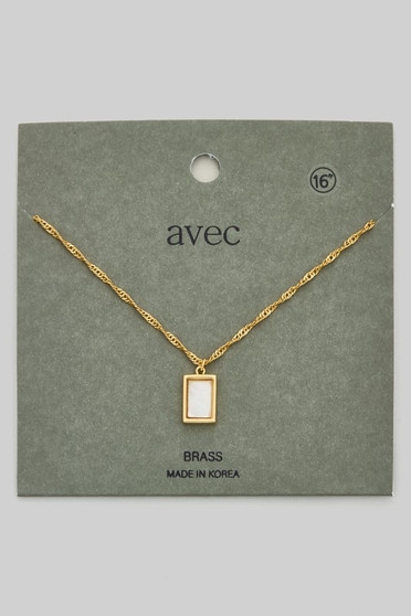 Rectangle Mop Pendant Twist Chain Necklace