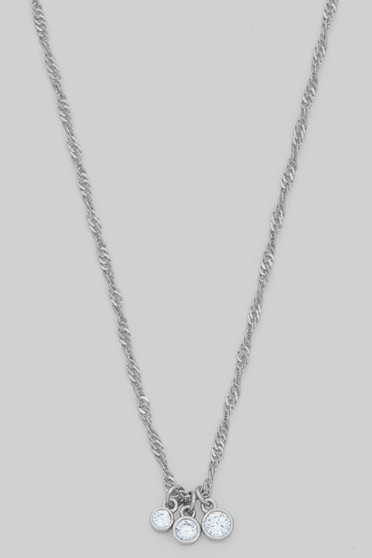 Triple Cz Charm Twisted Chain Necklace