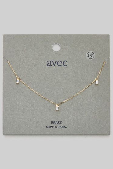 Five Tiny Cz Baguette Charmed Brass Necklace