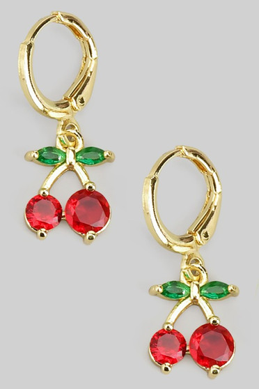 Huggies With Stone Cherry Charm