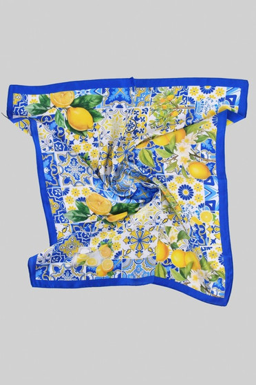Lemon And Tile Pattern Square Scarf