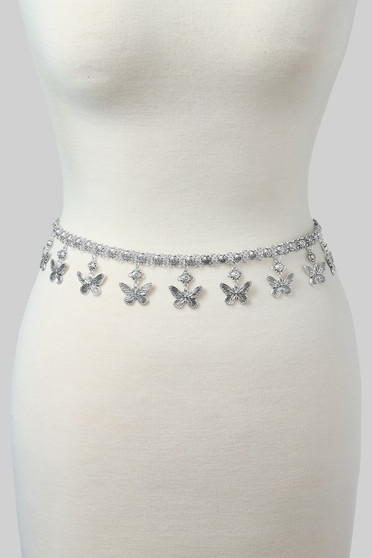 Dangling Butterfly Charm Chain Belt