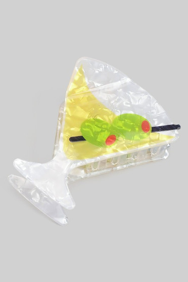 Marbled Acrylic Olive Martini Hair Clip
