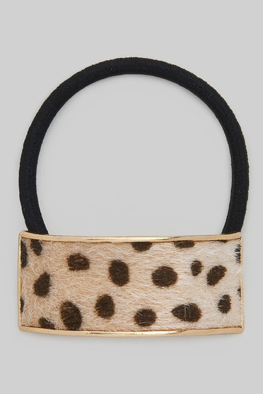 Metal Velvet Animal Print Charm Hair Tie
