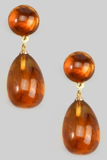 Round Post And Teardrop Acrylic Resin Drop Earring