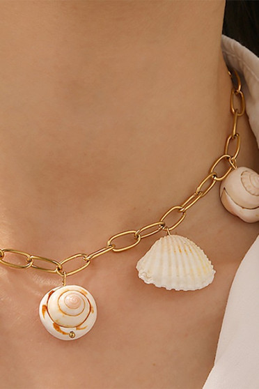 18K Gold Dipped Shell Charm Chain Necklace