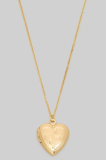 Heart Pressed Heart Locket Pendant Necklace