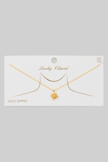 Gold Dipped Sunburst Pendant Necklace