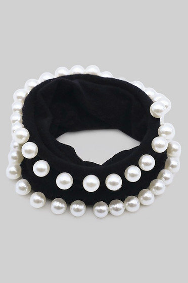 Pearl Trim Hair Scrunchie
