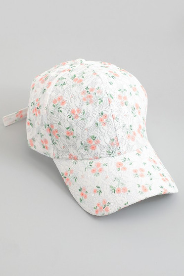 Lacy Mesh Country Flower Print Adjustable Cap