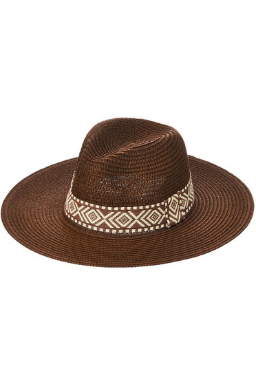 Aztec Band Woven Panama Hat