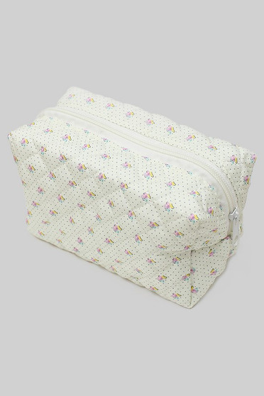 Quilted Flower Makeup Pouch