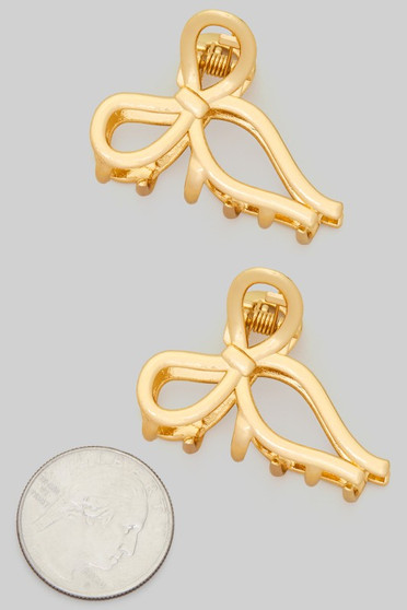 Set Of Two Mini Metal Bow Hair Clips