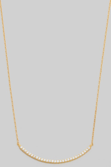 Cz Pave Curve Bar Pendant Necklace