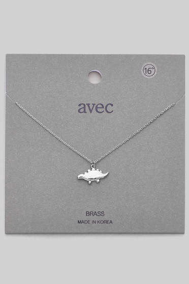 Dainty Brass Stegosaurus Pendant Necklace