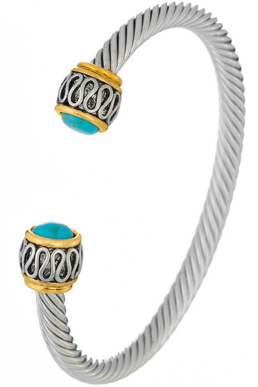 Twist Cable Gemstone Cuff Bracelet - #FB1265