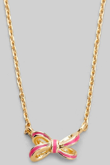 Dainty Brass Bow Pendant Necklace