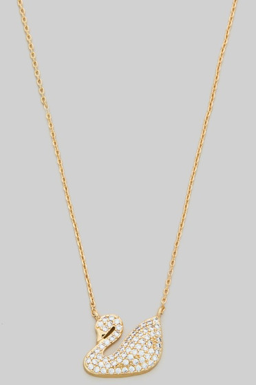 Cz Pave Swan Pendant Necklace