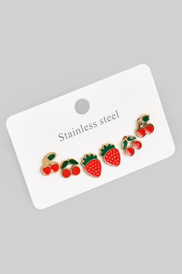 Stainless Steel Cherry And Strawberry Studs