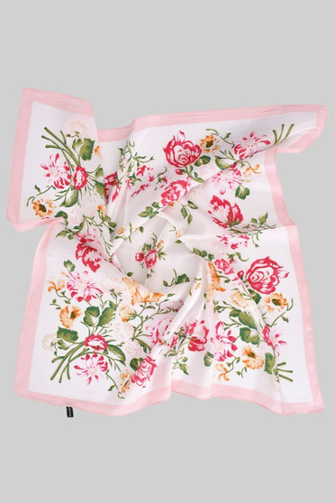 Colorful Rose Print Silky Square Scarf