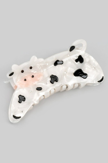 Marbled Acrylic Studded Cow Hair Clip