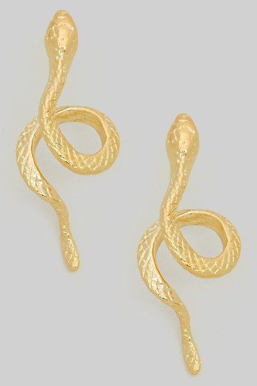 Scaled Brass Snake Drop Earrings