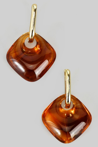 Lavish Rectangular Hoops With Acrylic Resin Charm