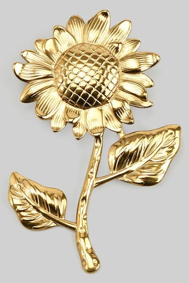 Stainless Steel Sunflower Brooch Pin