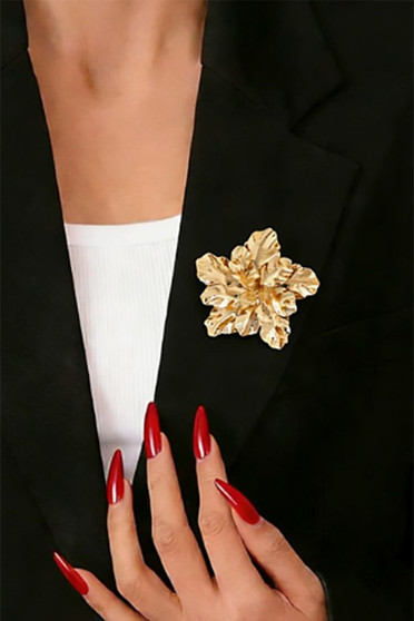Lavish Textured Flower Brooch Pin