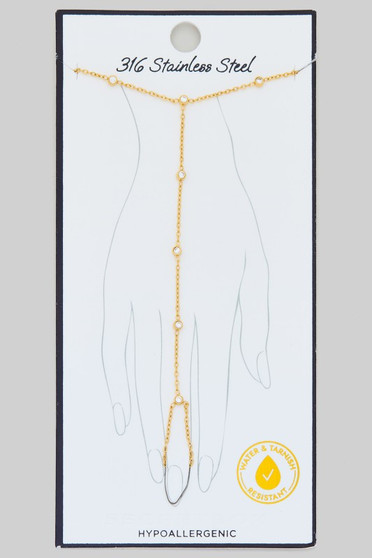 Stainless Steel Round Cz Charmed Hand Chain