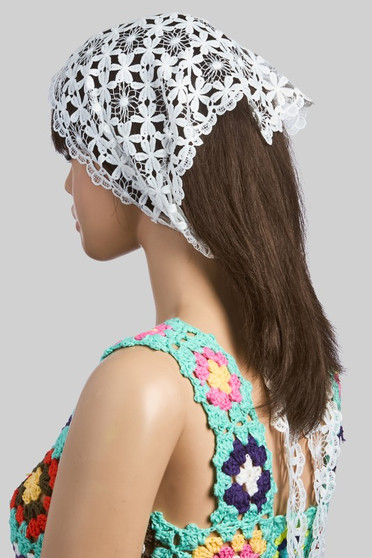 Flower Crochet Knitted Head Wrap Shoulder Scarf