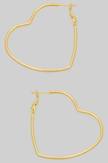 Thin Brass Heart Hoops