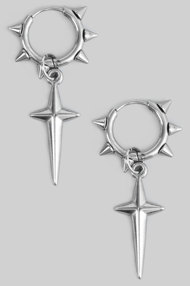 Stainless Steel Spiked Cross Huggies