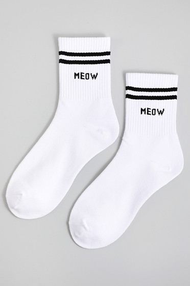Meow Striped Ankle Socks