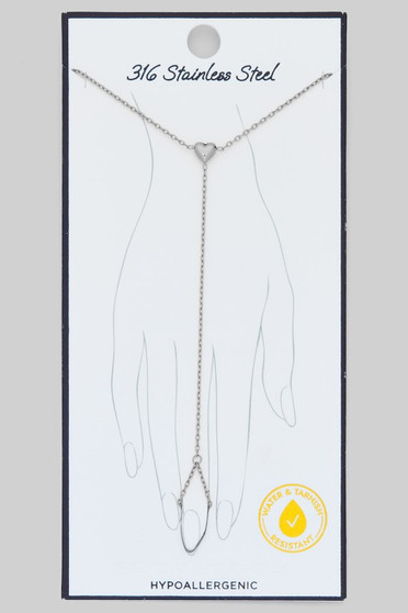 Stainless Steel Heart Charm Hand Chain