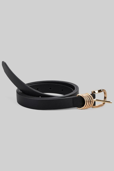 Skinny Faux Leather Belt With Rings Detail