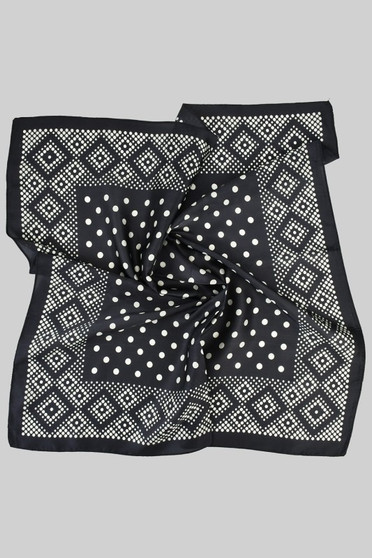 Geo Polka Dot Print Silky Square Scarf