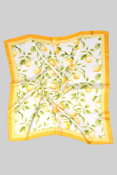 Watercolor Lemon Print Silky Square Scarf