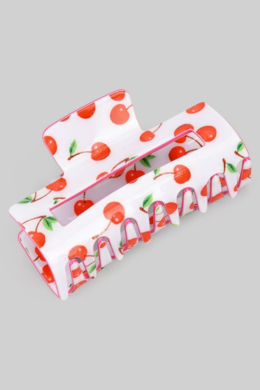Shiny Acrylic Cherry Print Hair Clip