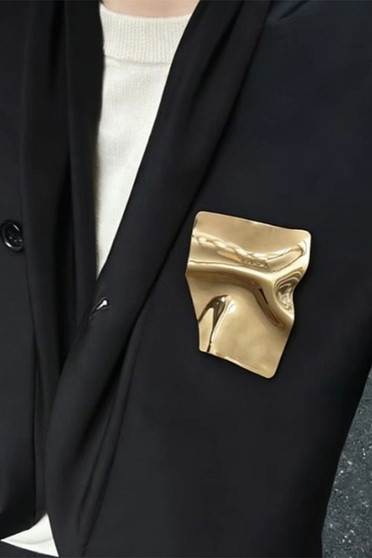 Textured Brass Brooch Pin