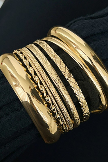 Eight Piece Mixed Metal Bangle Set