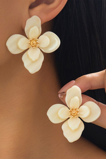 Marbled Acrylic Flower Post Earrings
