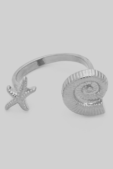 Starfish And Horn Shell Split Brass Ring