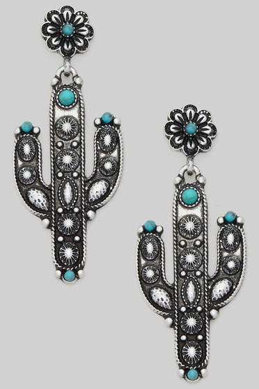 Hypoallergenic Cactus Turquoise Drop Earrings