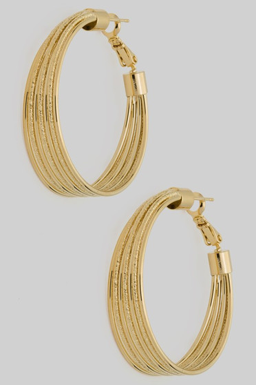 Brass Essential Textured Stacked Hoops