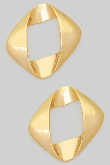 Brass Folded Edge Drop Earrings