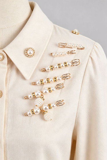 Six Piece Pearl Brooch Safety Pin Set