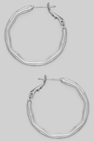 Wavy Textured Brass Hoop Earrings